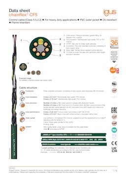 Technical data sheet chainflex® control cable CF5