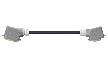 Han 6B Connector housing (pin) to Han 6B Connector housing (socket), Single locking lever on both sides, angled, PUR 10 x d