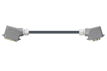 Han 6B Connector housing (pin) to Han 6B Connector housing (socket), Single locking lever on both sides, angled, TPE, Flame retardant