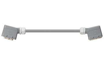 Han 10B Connector housing (pin) to Han 10B Connector housing (socket), Double locking lever on both sides, angled, PVC 7.5 x d