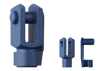 Clevis joint with spring-loaded fixing clip, GERMF-FC, food contact, igubal®