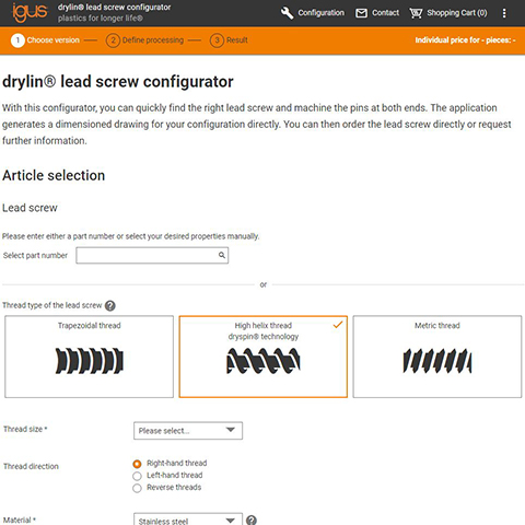 Lead screw configurator